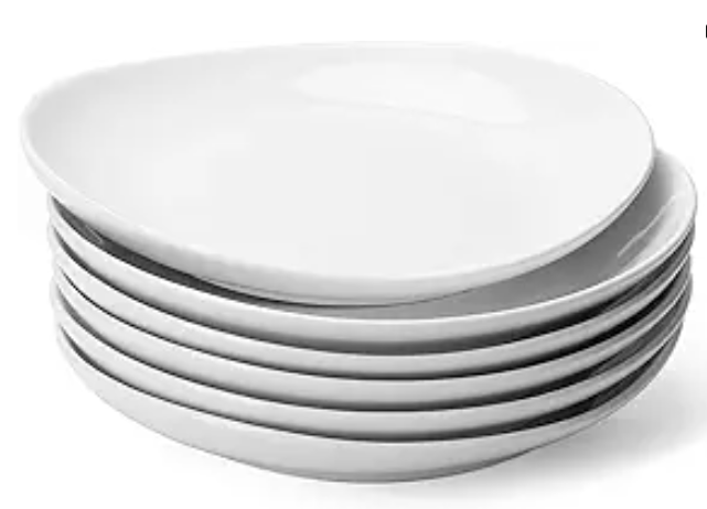 Porcelain 7.8 Inch Dessert Plates Set of 6 - White Salad Plates