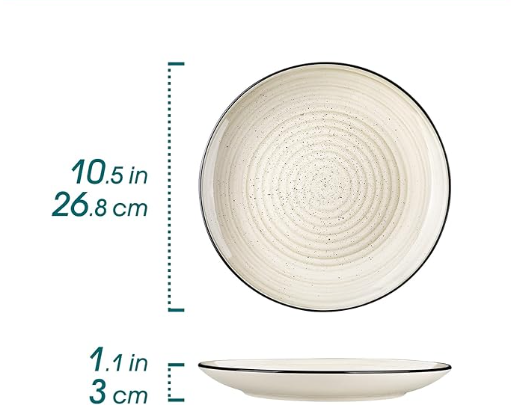 Dinner Plates Set of 6, 10.5 Inch Dish Set, Beige Ceramic Plates, Microwave & Dishwasher Safe