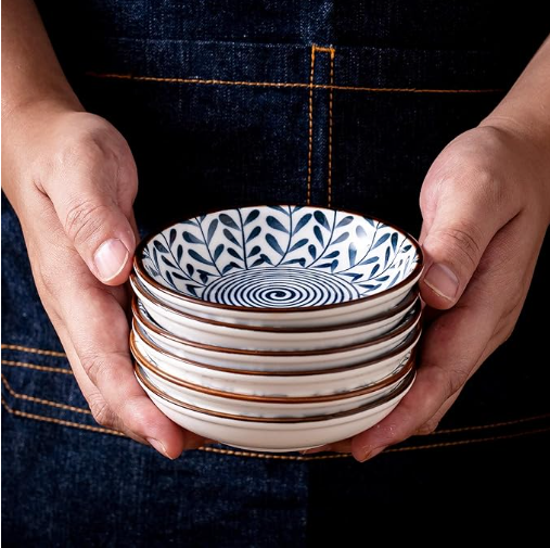 3 Oz Small Blue and White Pinch Bowl for Kitchen Prep - Set of 6 (4 inch)